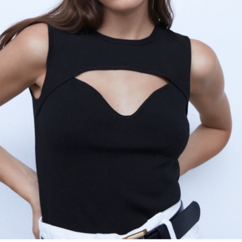 Zara TRF Cut Out Knit Tank Top Size M